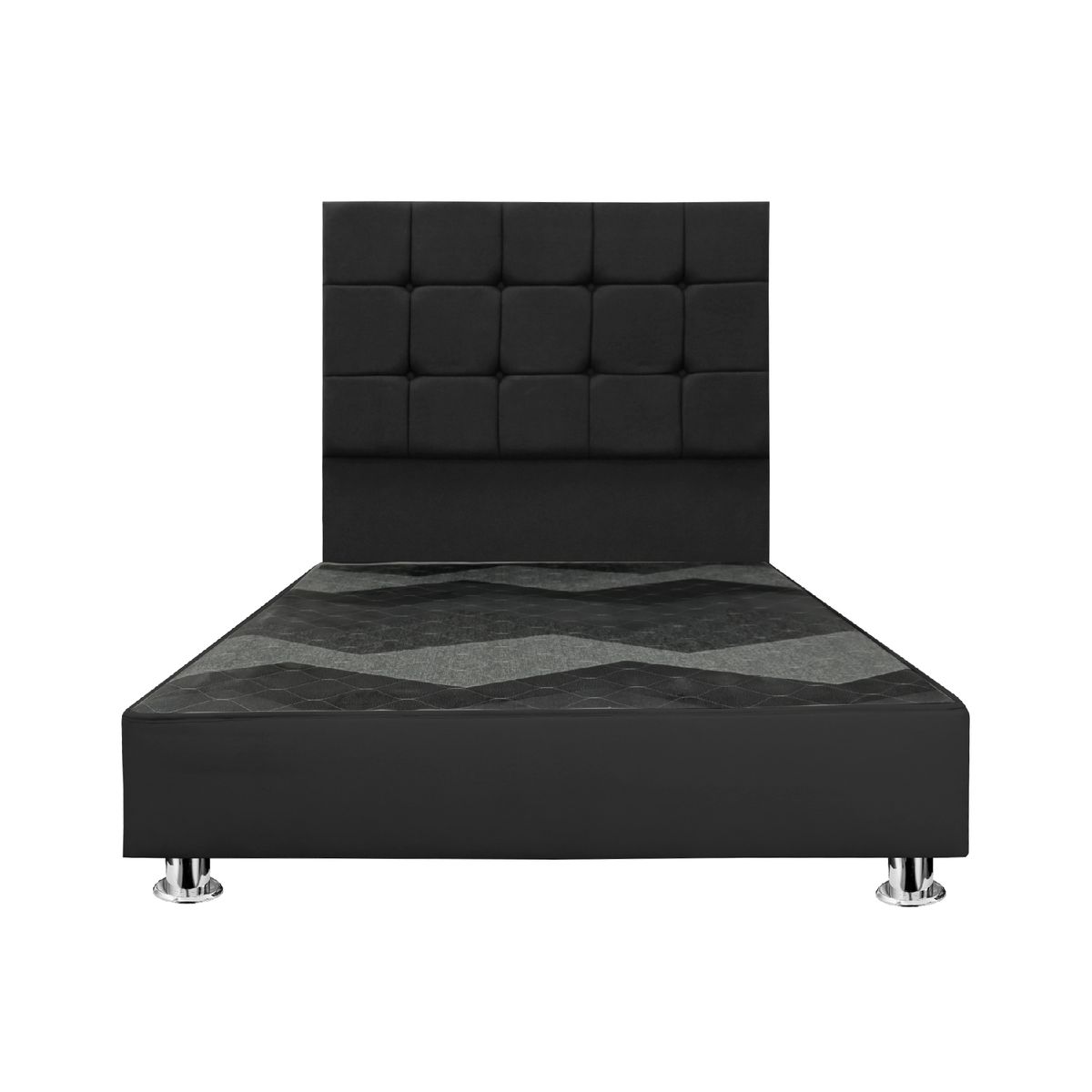 MUEBLES MACRUMO - Cama tapizada Deco Atenas - 2 Plz - Color Negro