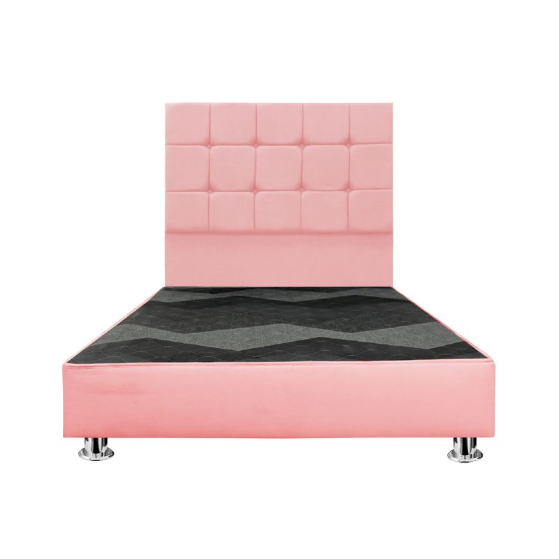 MUEBLES MACRUMO - Cama tapizada Deco Atenas - Queen - Color Rosado