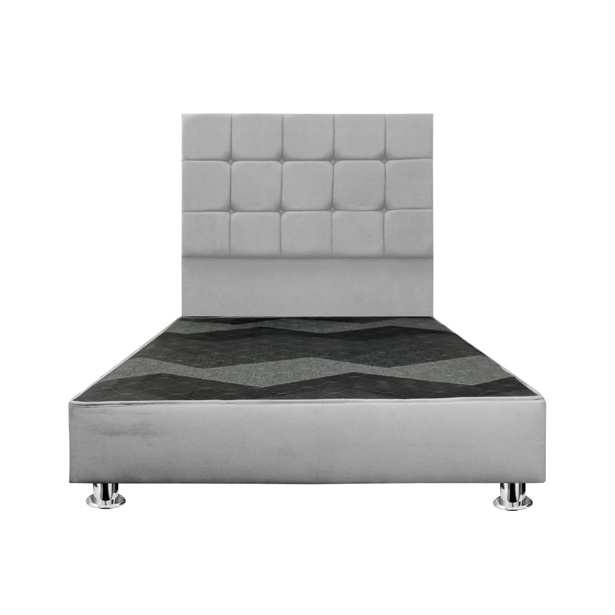 MUEBLES MACRUMO - Cama tapizada Deco Atenas King 2 tarimas Color Gris claro