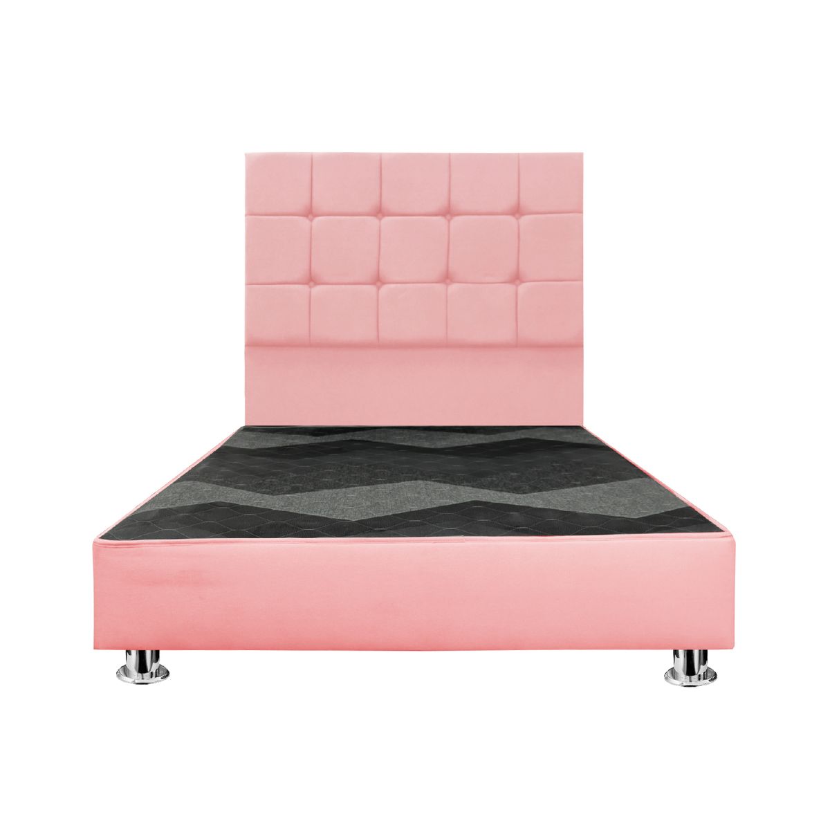 MUEBLES MACRUMO - Cama tapizada Deco Atenas King 2 tarimas Color Rosado
