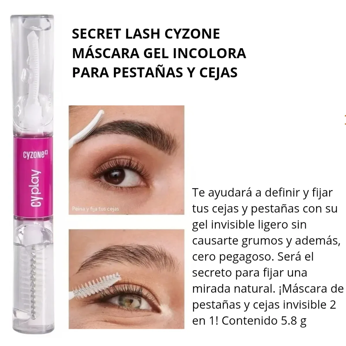 CYZONE - SECRET LASH Máscara transparente fijación pestañas cejas cyzone