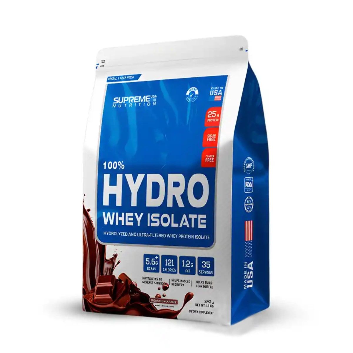 SUPREME NUTRITION - Proteína 100% Hydro Whey Isolate 2. 43 LB Chocolate Supreme Nutrition