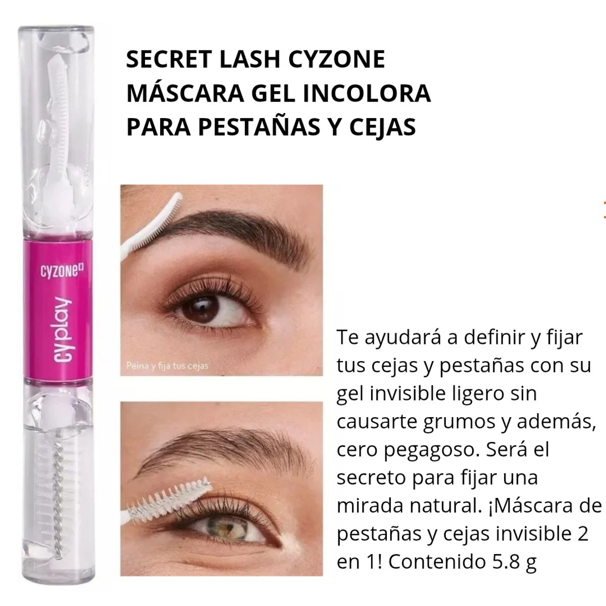 CYZONE - Set x 2 SECRET LASH Máscara incolora fijación pestañas cejas cyzone