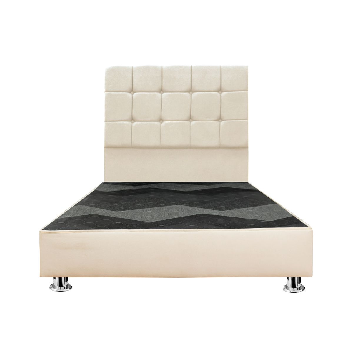 MUEBLES MACRUMO - Cama tapizada Deco Atenas - Queen - Color Beige claro