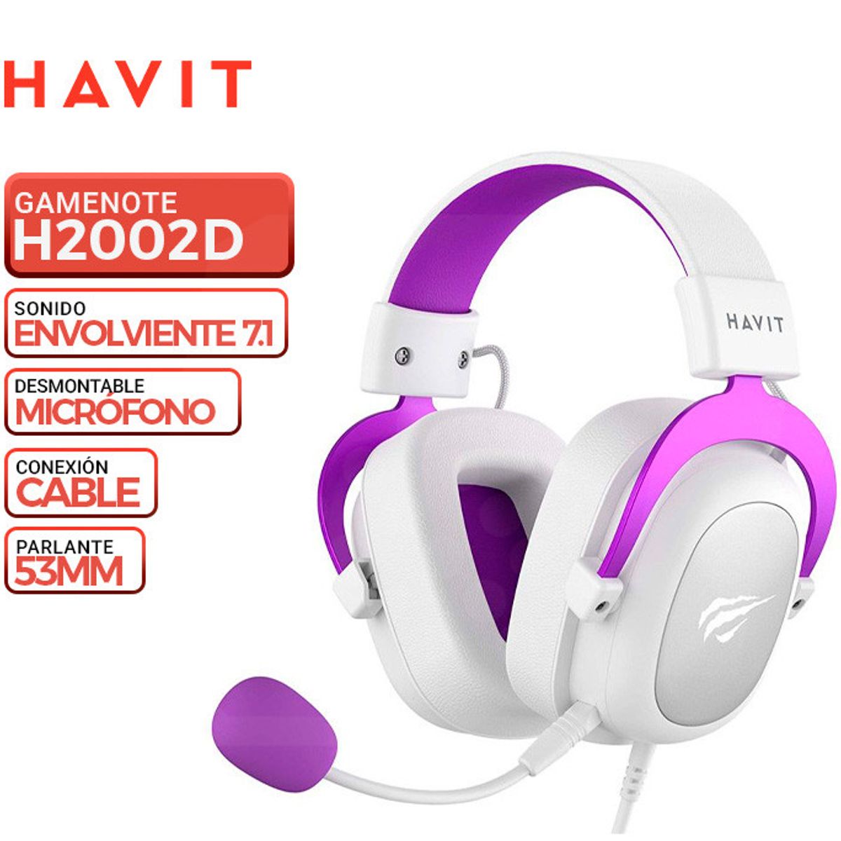 HAVIT - AUDIFONO HAVIT GAMENOTE H2002D BLANCO