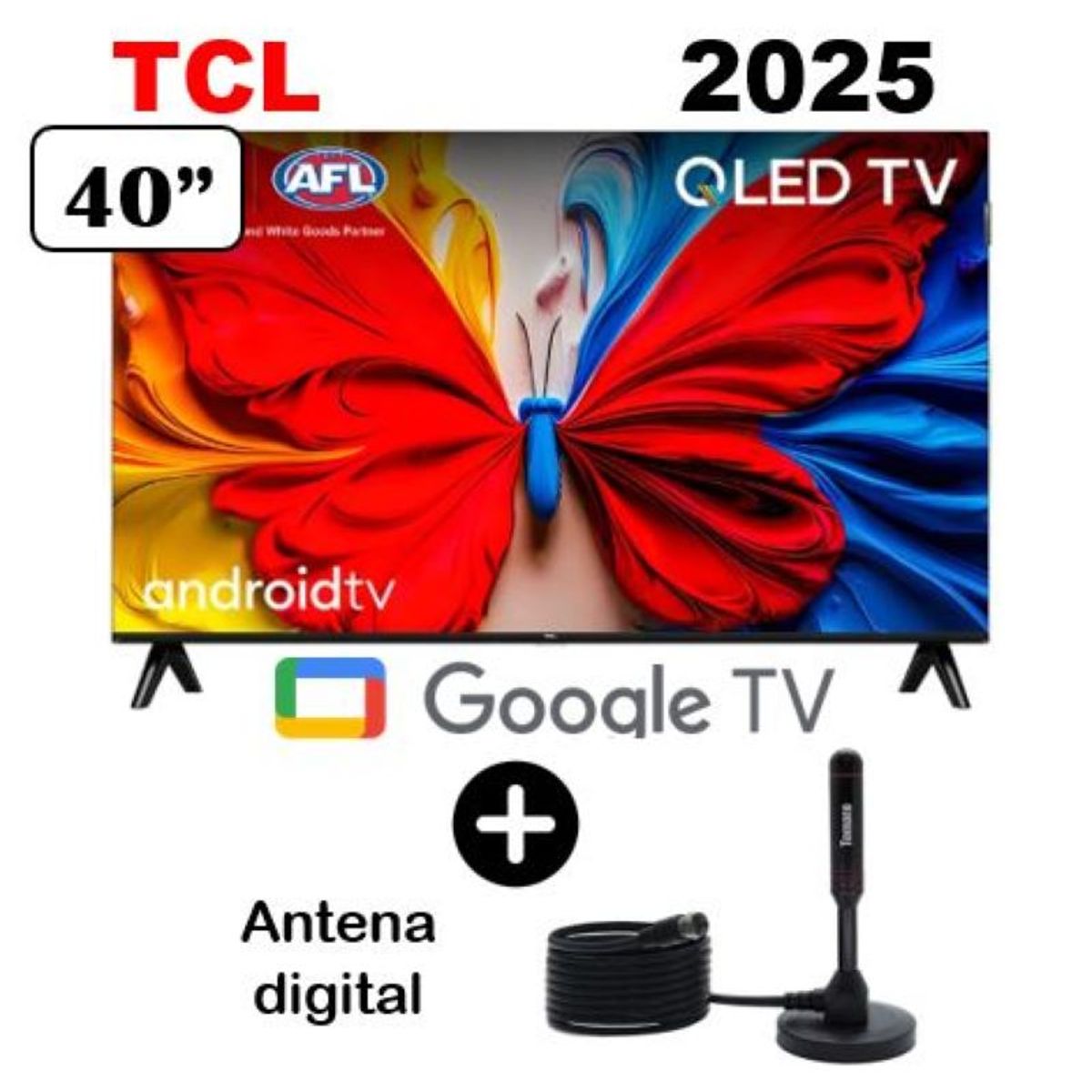 TCL - Televisor TCL QLED 40 FHD Smart Google Tv 40S5K + ANTENA DIGITAL
