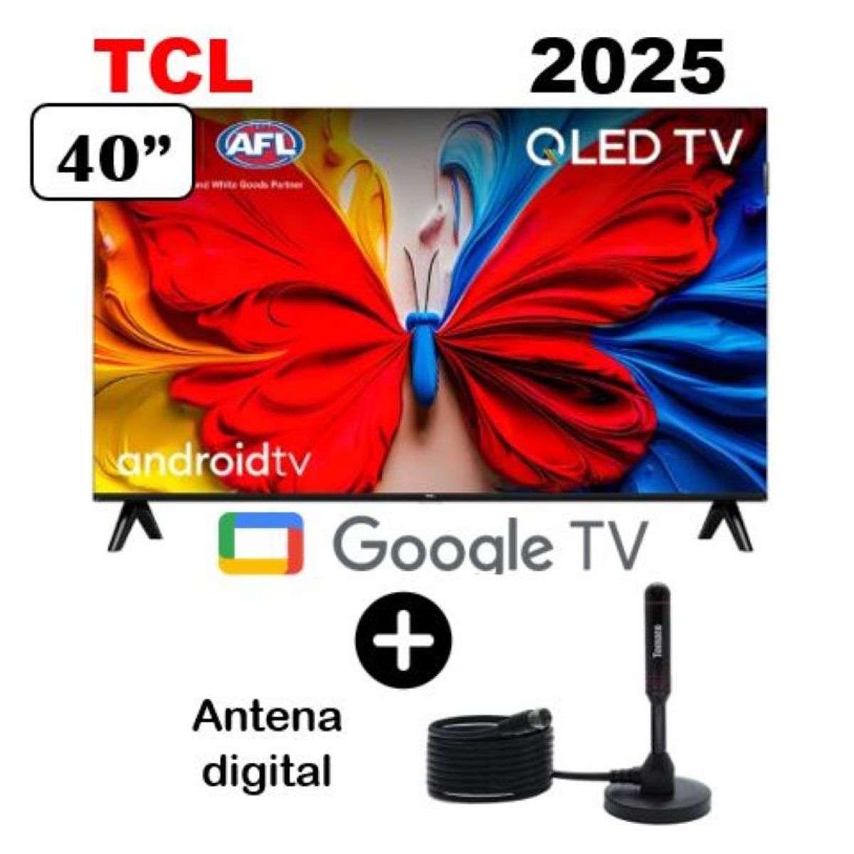 TCL - Televisor TCL QLED 40 FHD Smart Google Tv 40S5K + ANTENA DIGITAL
