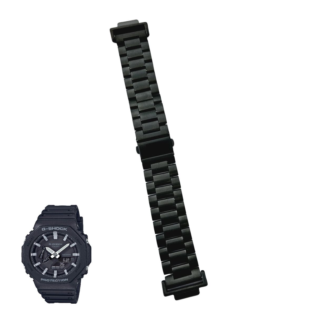 GENERICO - Correa Acero Eslabones para CASIO G SHOCK GA-2100 - Negro