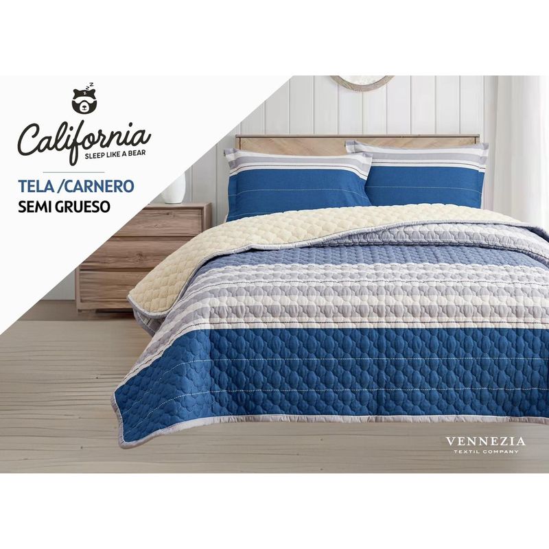 VENEZIA - Set de Cobertor 2pz tela C/ Carnero de 5 Piezas 100% Calidad