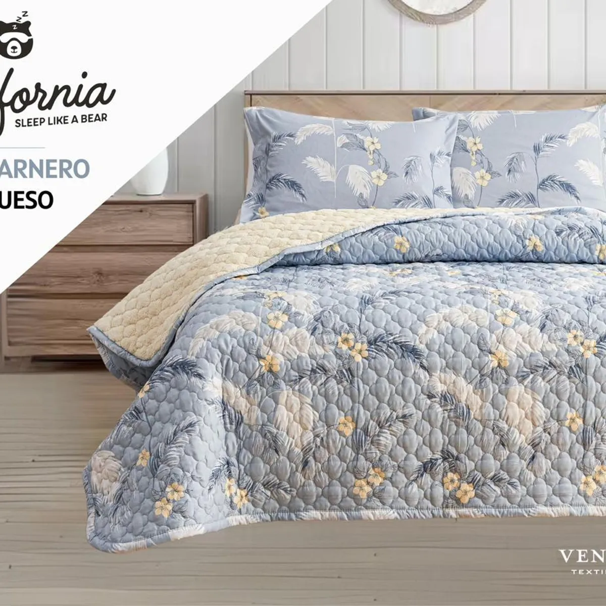 VENEZIA - Set de Cobertor 2pz tela C/ Carnero de 5 Piezas 100% Calidad