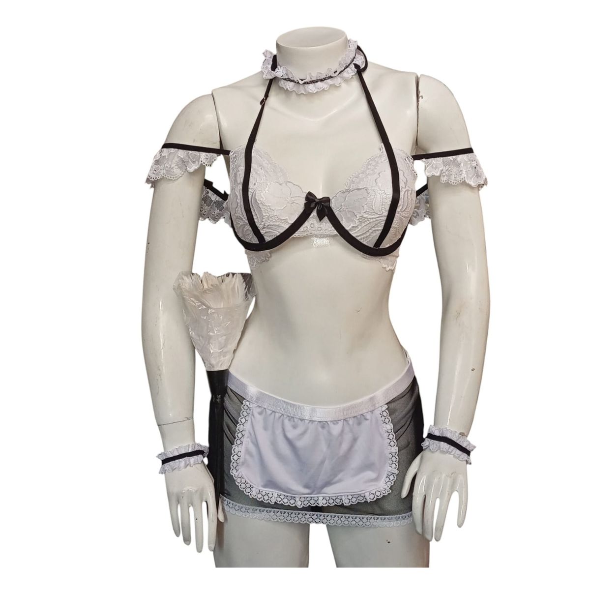 GENERICO - LENCERIA SEXY MUCAMA TRANSPARENTE DISFRAZ  TALLAS S-M-L