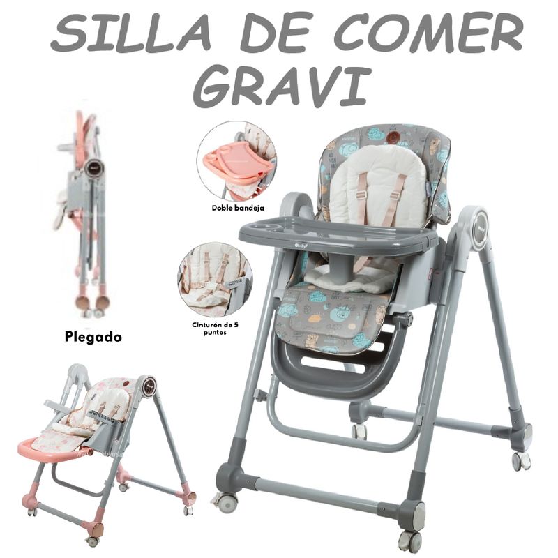 EBABY - Nueva silla de Comer Regulable Mecedora Gravy -Gris