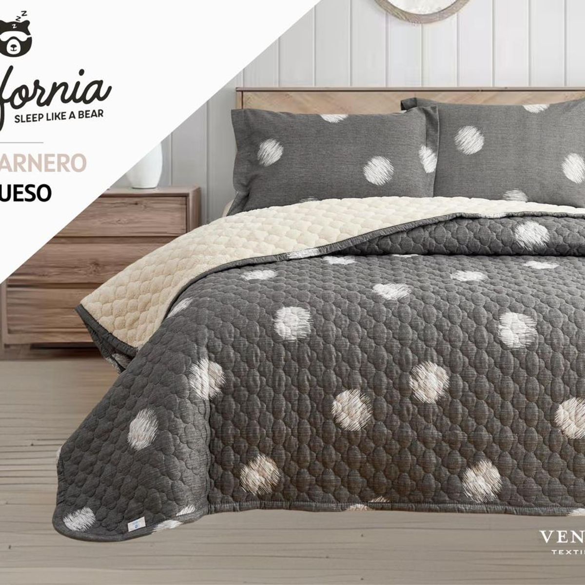 VENEZIA - Set de Cobertor 2pz tela C/ Carnero de 5 Piezas 100% Calidad