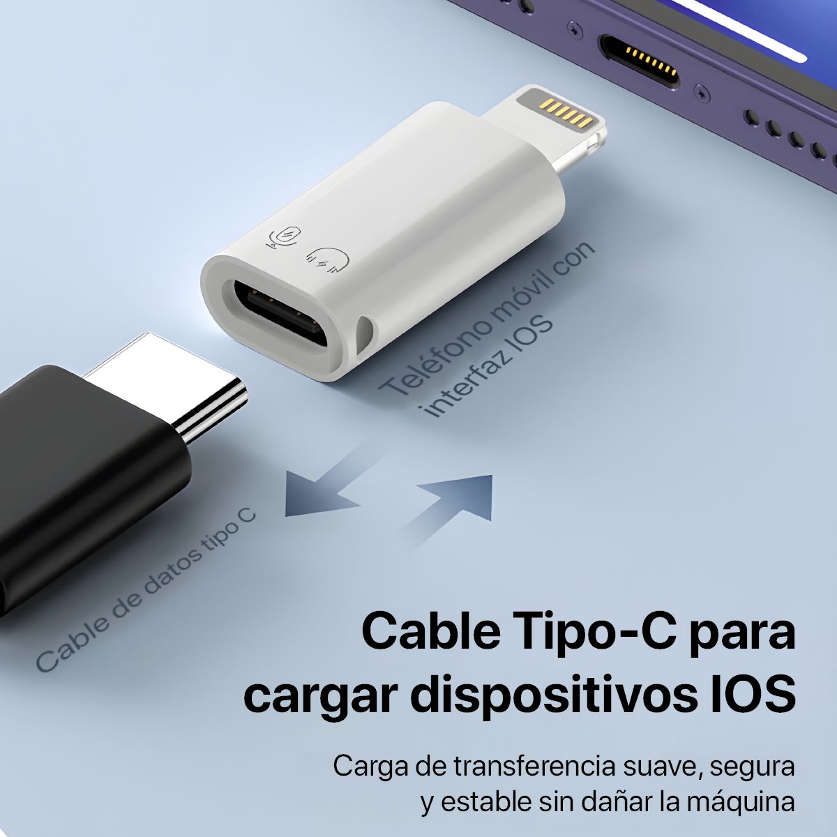 GO SELECT - Adaptador USB C 3.1 Hembra A Lightning Macho Blanco