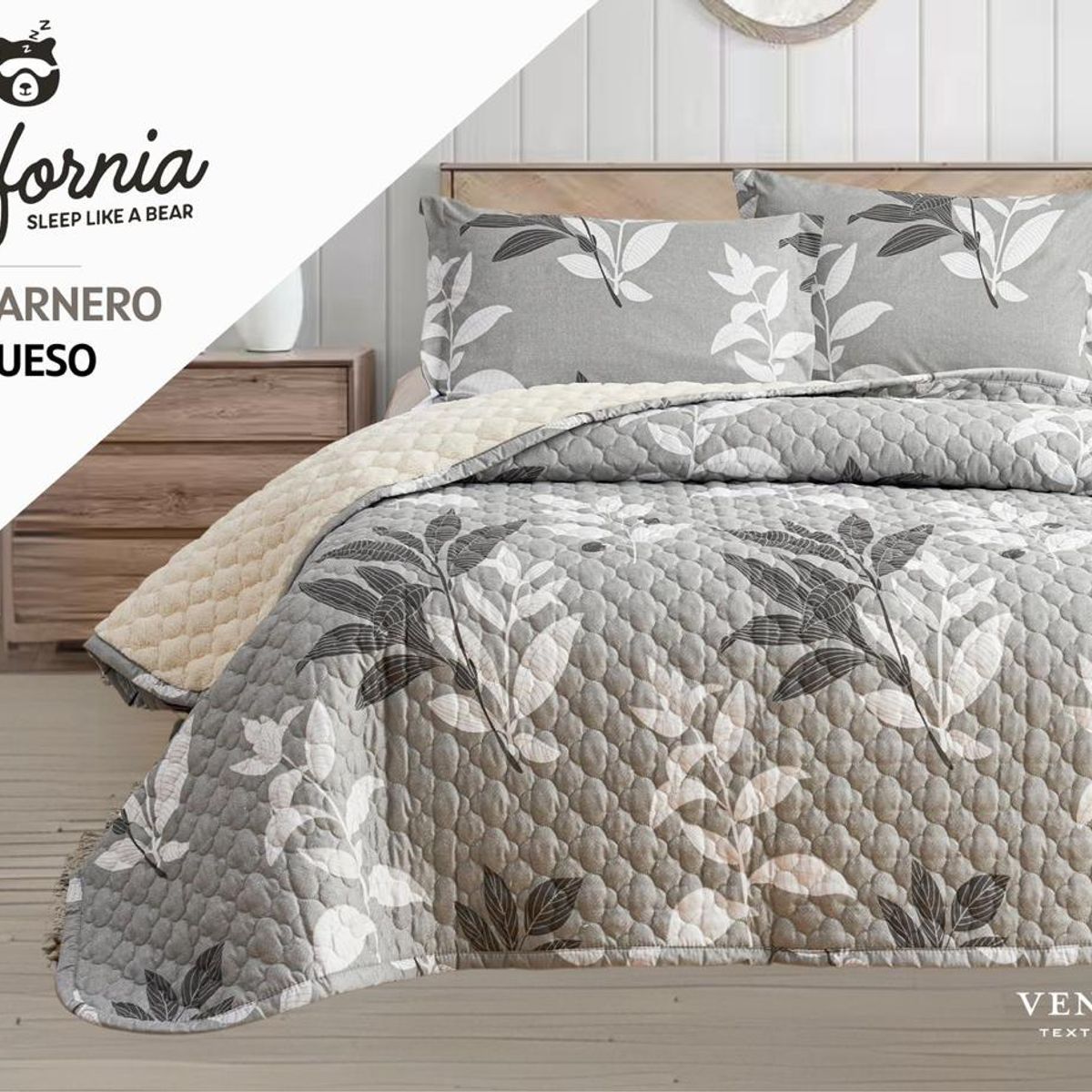 VENEZIA - Set de Cobertor 2pz tela C/ Carnero de 5 Piezas 100% Calidad