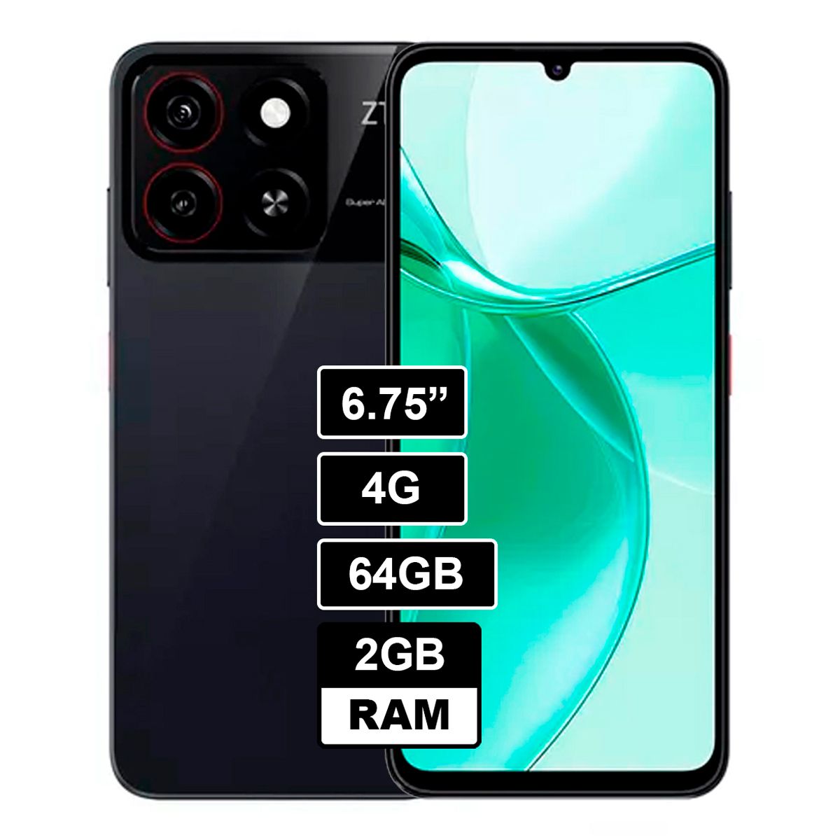ZTE - CELULAR ZTE A35 2GB RAM 64GB - NEGRO