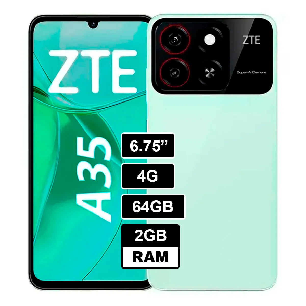 ZTE - CELULAR ZTE A35 2GB RAM 64GB - VERDE