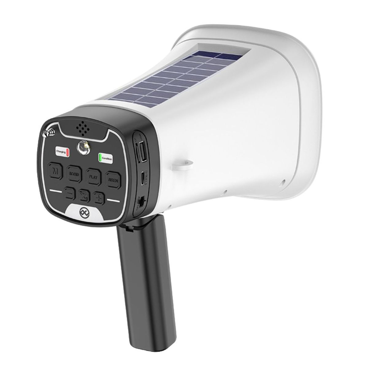 GENERICO - Megáfono Solar Bluetooth con Linterna Grabación Sirena y Radio FM