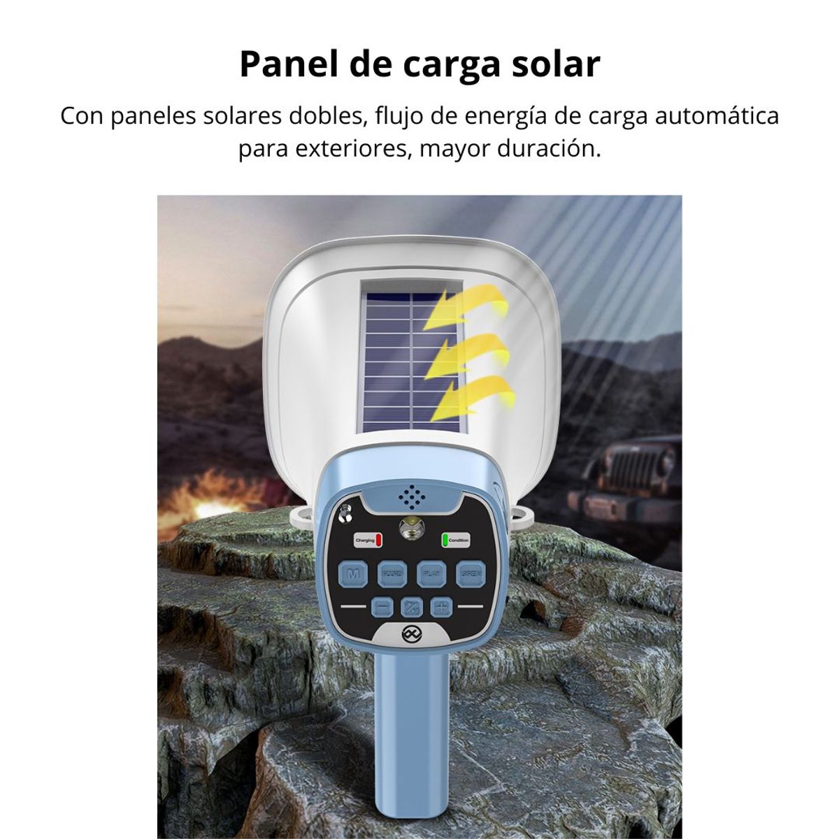 GENERICO - Megáfono Solar Bluetooth con Linterna Grabación Sirena y Radio FM