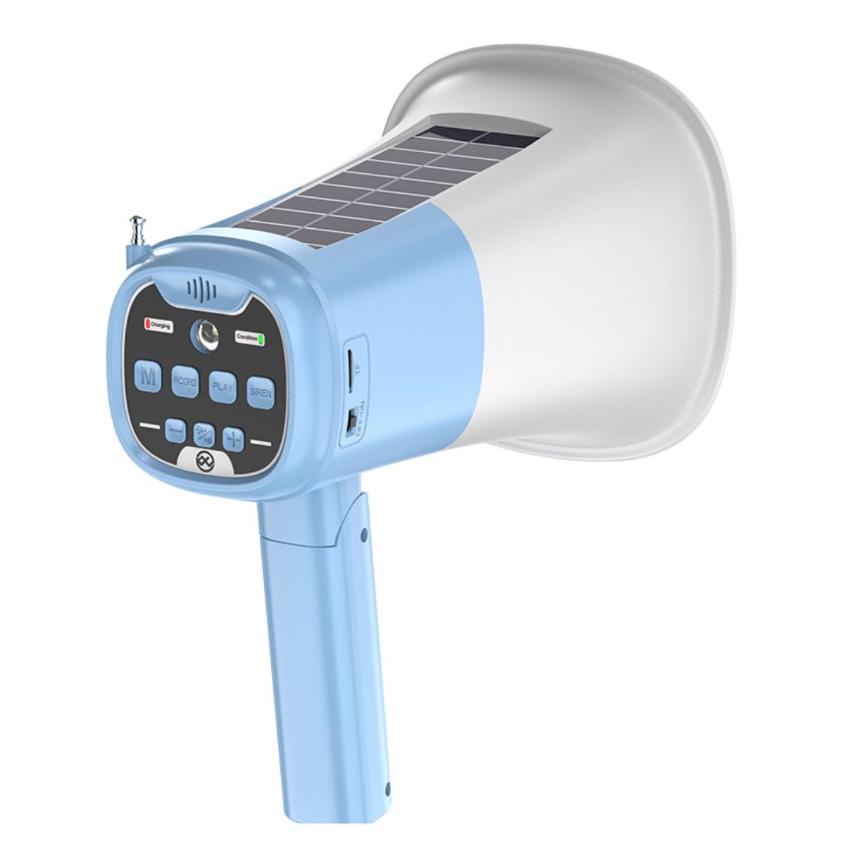 GENERICO - Megáfono Solar Bluetooth con Linterna Grabación Sirena y Radio FM