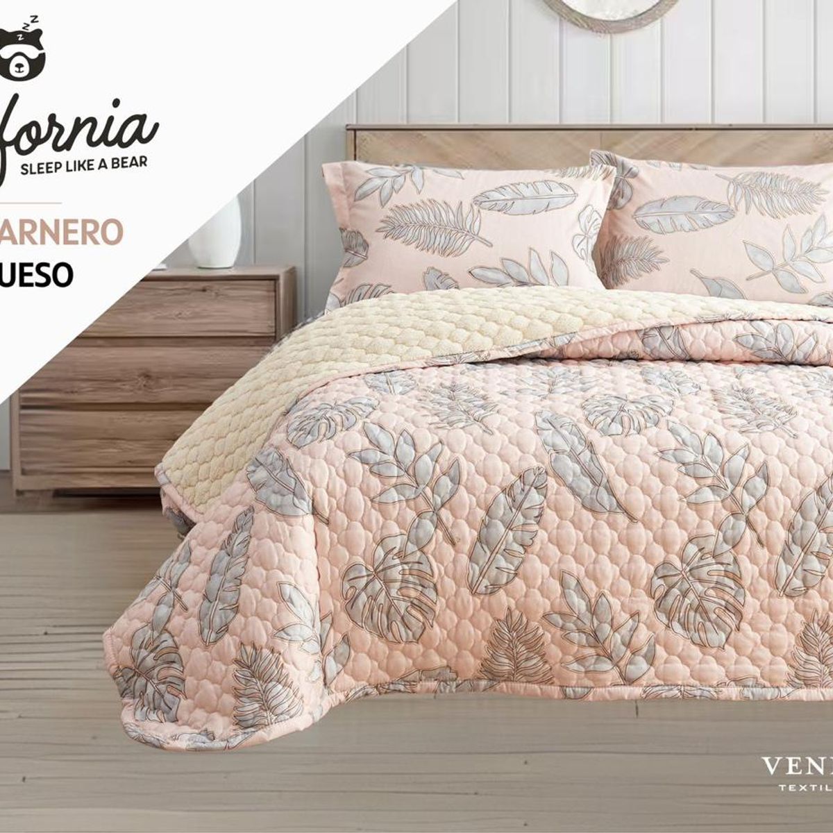 VENEZIA - Set de Cobertor 2pz tela C/ Carnero de 5 Piezas 100% Calidad