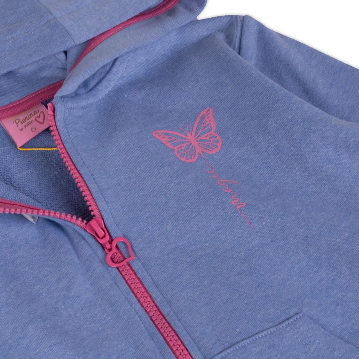 PILLIN - Polera cCierre y Capucha Niña PVY508-23DEN