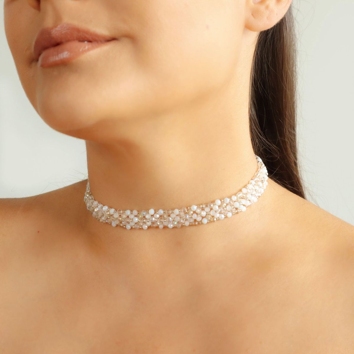 SAMANTHA PINTO HANDMADE ACCESSORIES - Collar Esmeralda Blanco Plateado