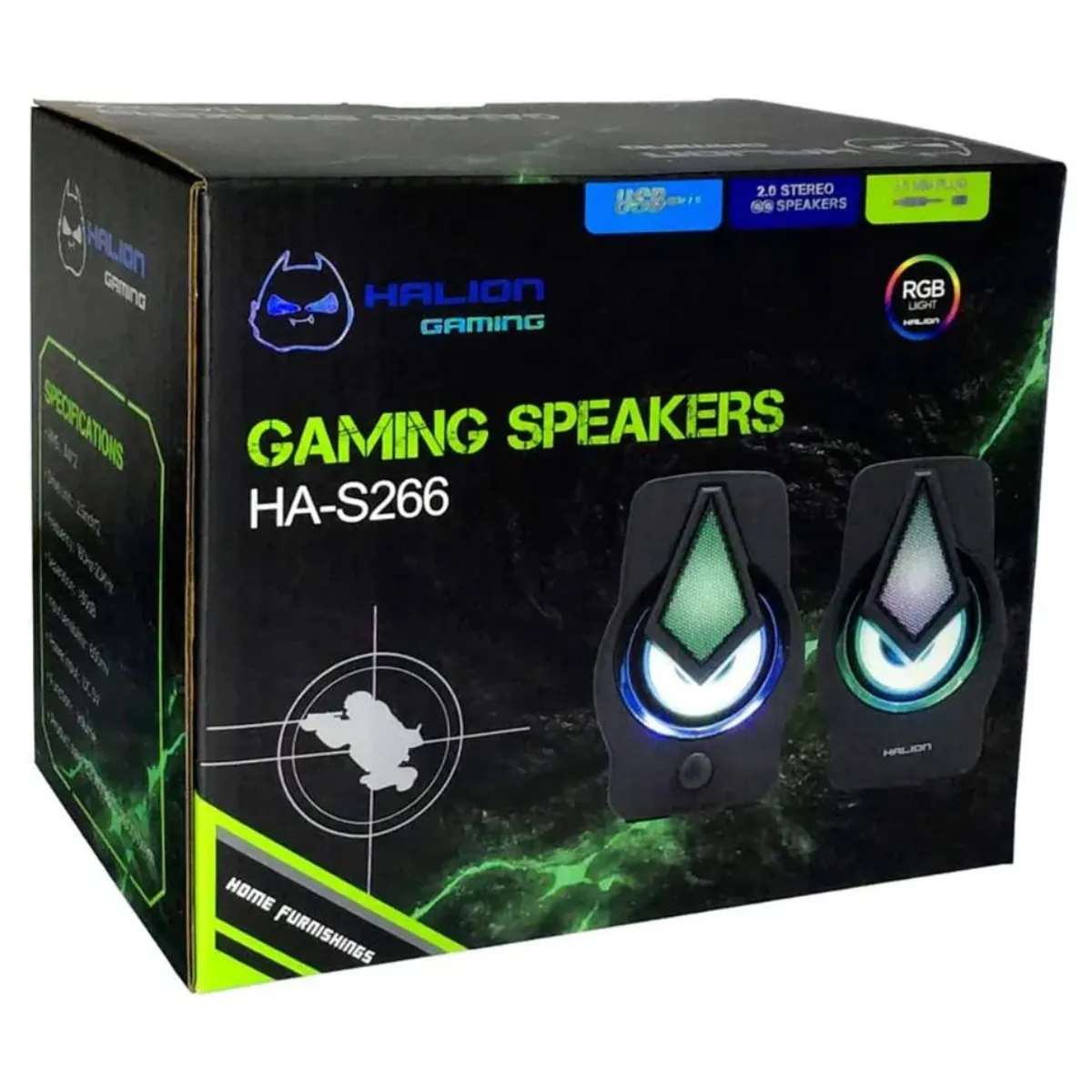 HALION - PARLANTE GAMER DIAMOND LED HALION GAMING S266