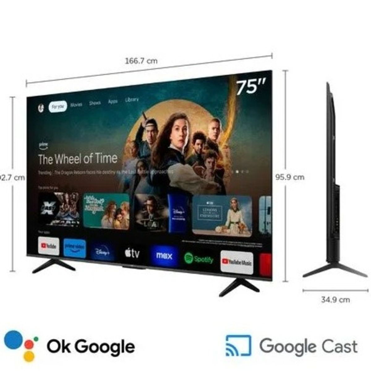 TCL - Televisor TCL 75 QLED Smart UHD 4K Google Tv 75T6C
