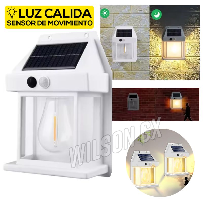GENERICO - Foco Solar con Sensor Movimiento Blanco Recargable