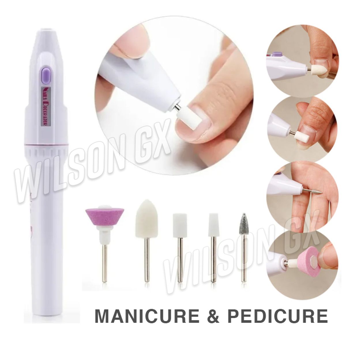 GENERICO - Kit Pulidor De Uñas Recargable + 5 Limas Manicure Pedicure