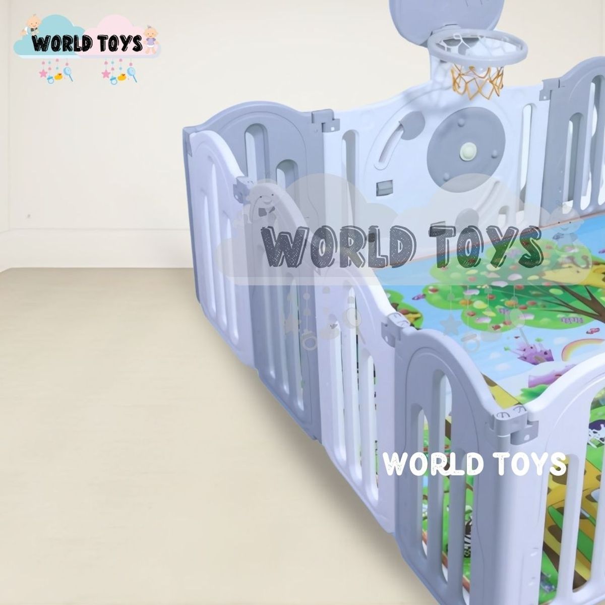 BABY - Corral Interactivo con Alfombra Plegable «DAYCAMP» Gray