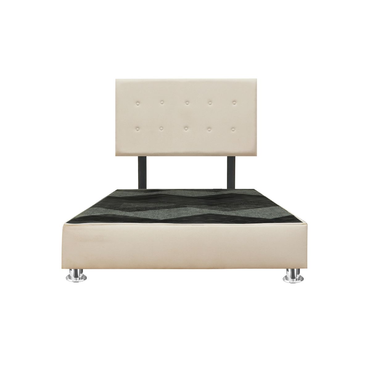 MUEBLES MACRUMO - Cama tapizada Lima - 1.5 Plz - Color Beige claro