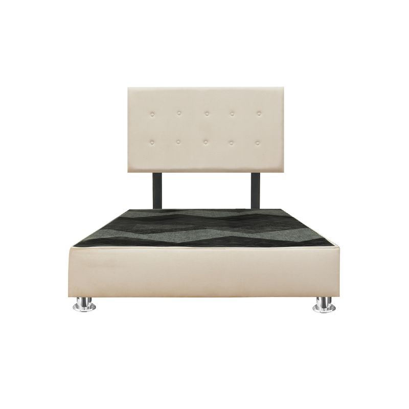 MUEBLES MACRUMO - Cama tapizada Lima - 1.5 Plz - Color Beige claro