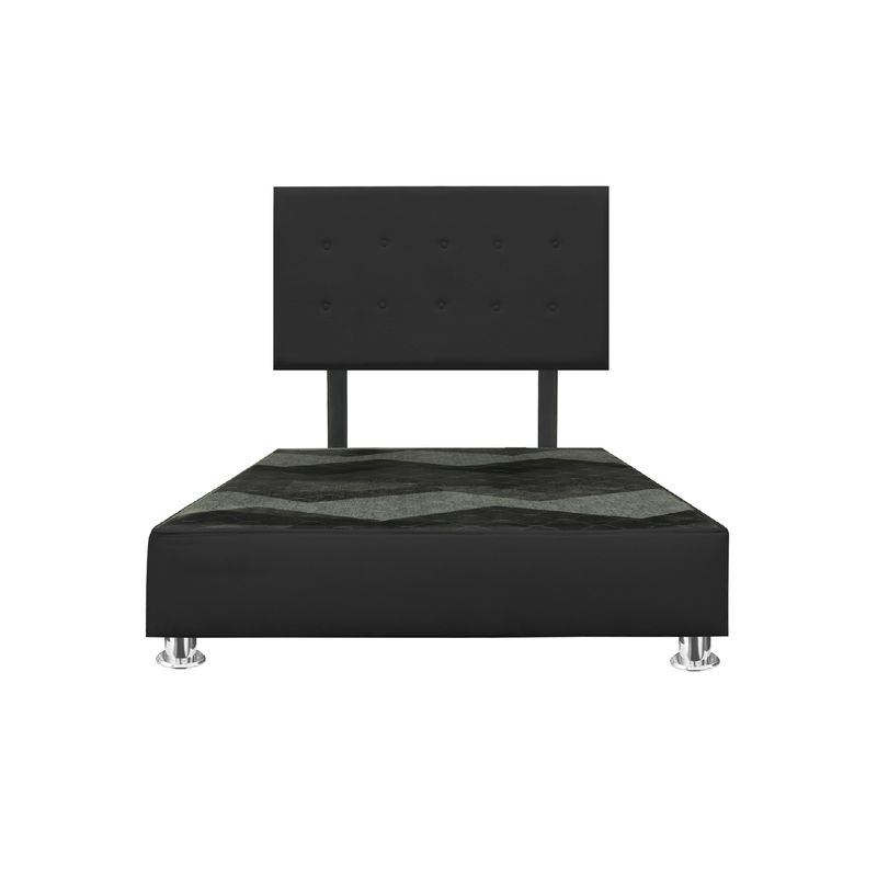 MUEBLES MACRUMO - Cama tapizada Lima - 1.5 Plz - Color Negro