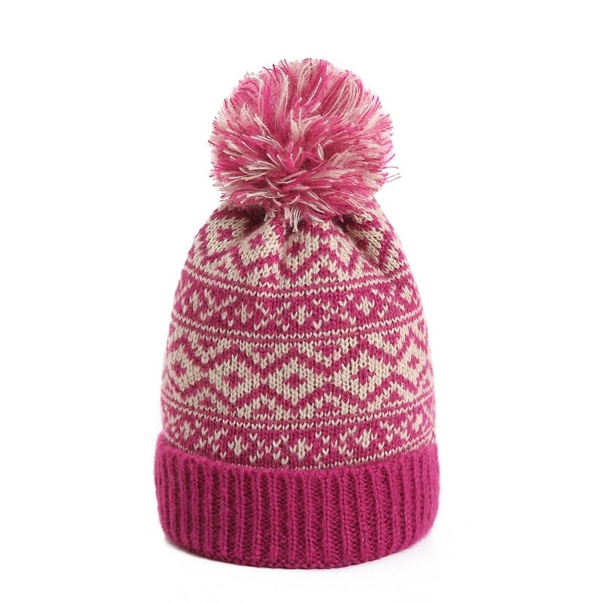 KAST PE - Gorro Beanie Bawei Fucsia de Lana Suave con Pompon