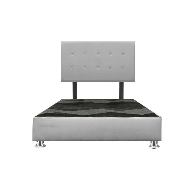 MUEBLES MACRUMO - Cama tapizada Lima - Queen - Color gris claro
