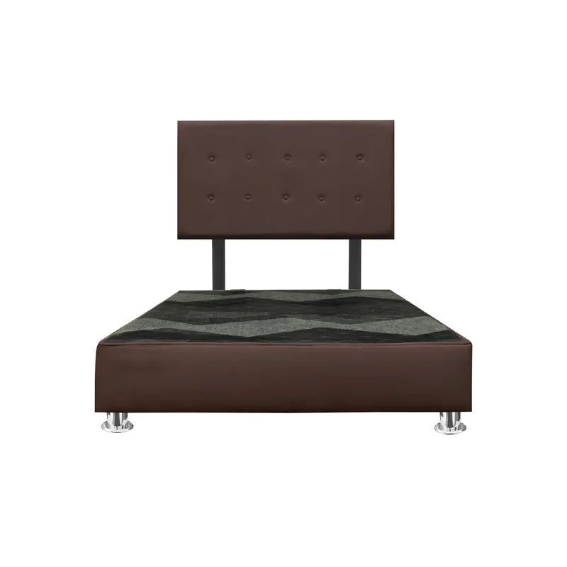 MUEBLES MACRUMO - Cama tapizada Lima - Queen - Color marrón