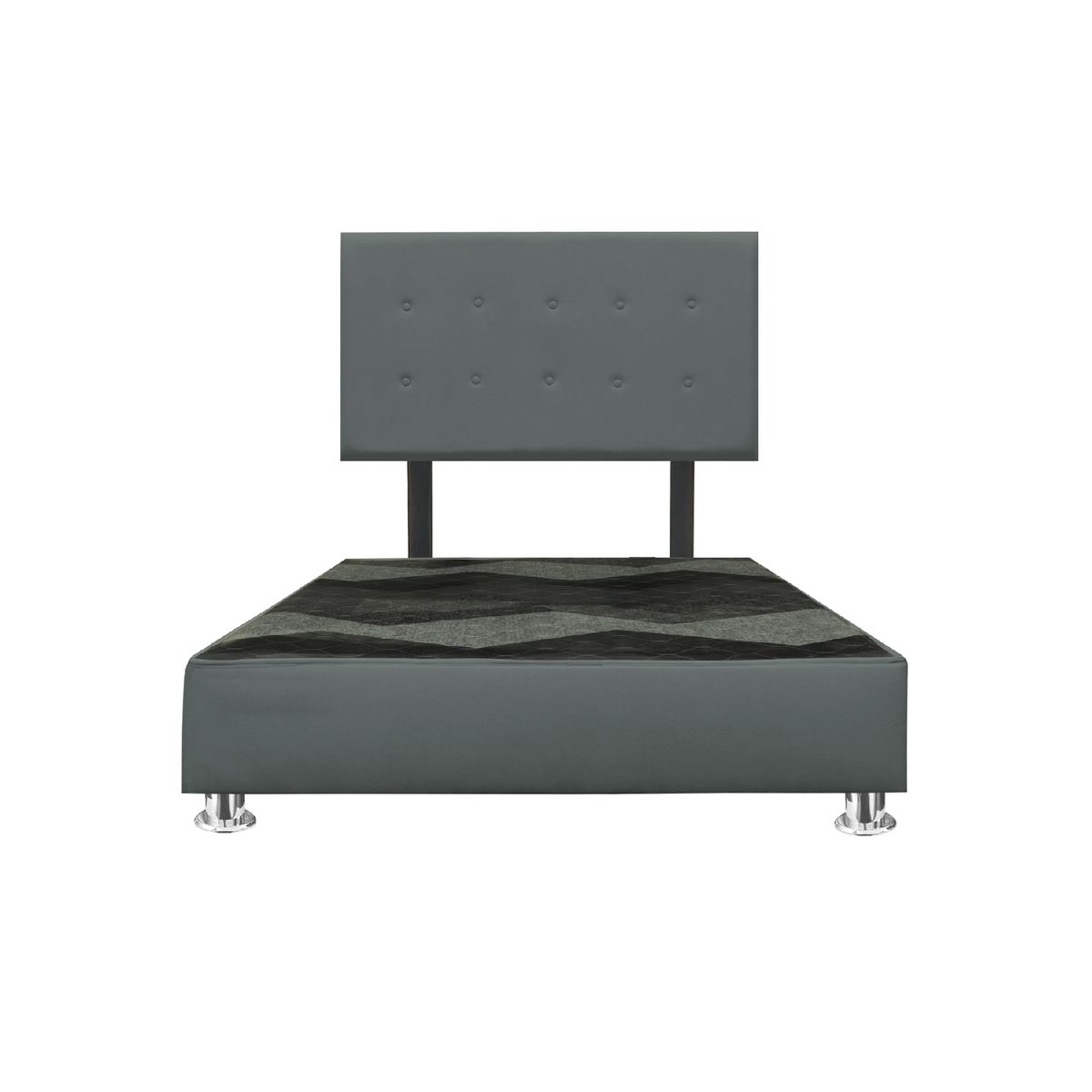 MUEBLES MACRUMO - Cama tapizada Lima King 2 tarimas Color Gris oscuro