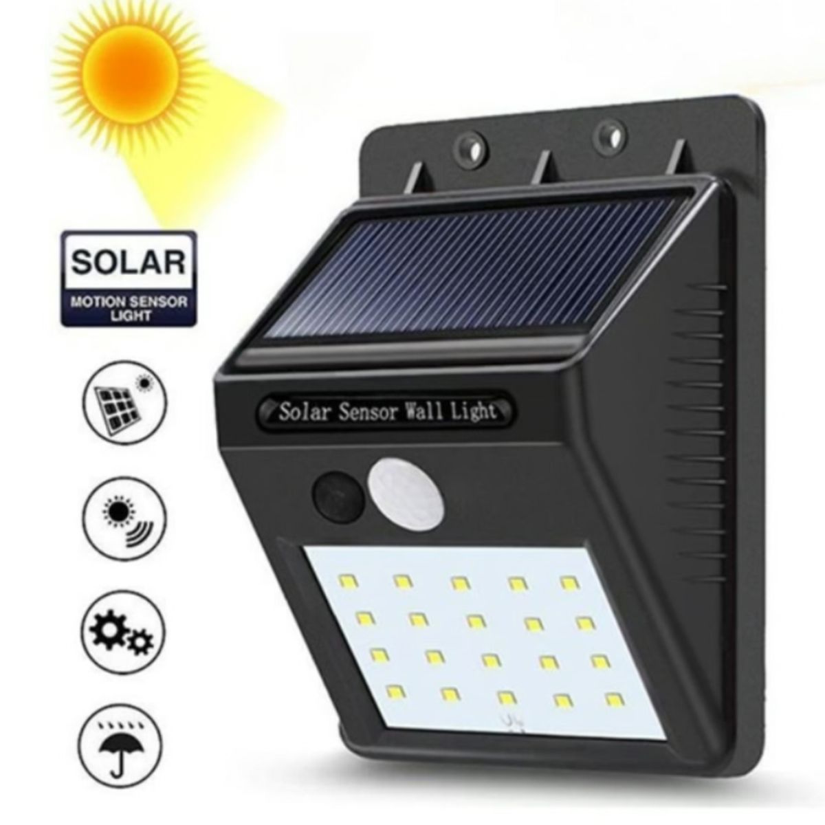 GENERICO - Reflector Foco Lampara Led Luz Solar Con Sensor Movimiento 20 Leds