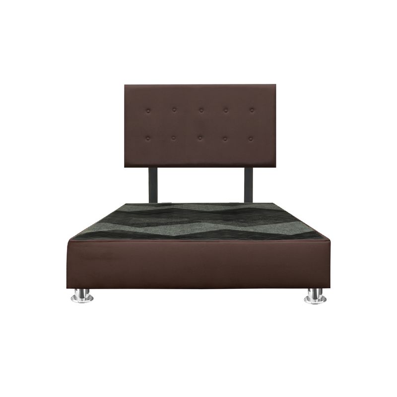 MUEBLES MACRUMO - Cama tapizada Lima - Queen - Color Marrón