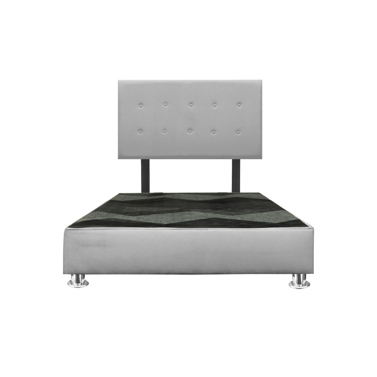 MUEBLES MACRUMO - Cama tapizada Lima King 2 tarimas Color Gris claro