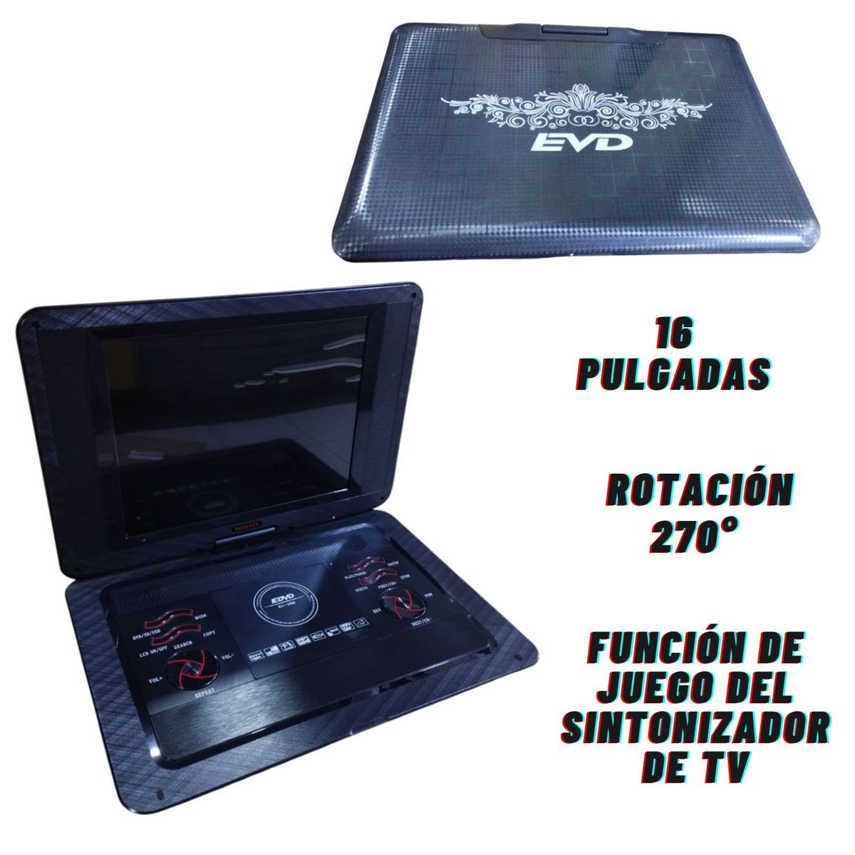 GENERICO - Dvd Portátil Sonixin 16 USB SD + Accesorios