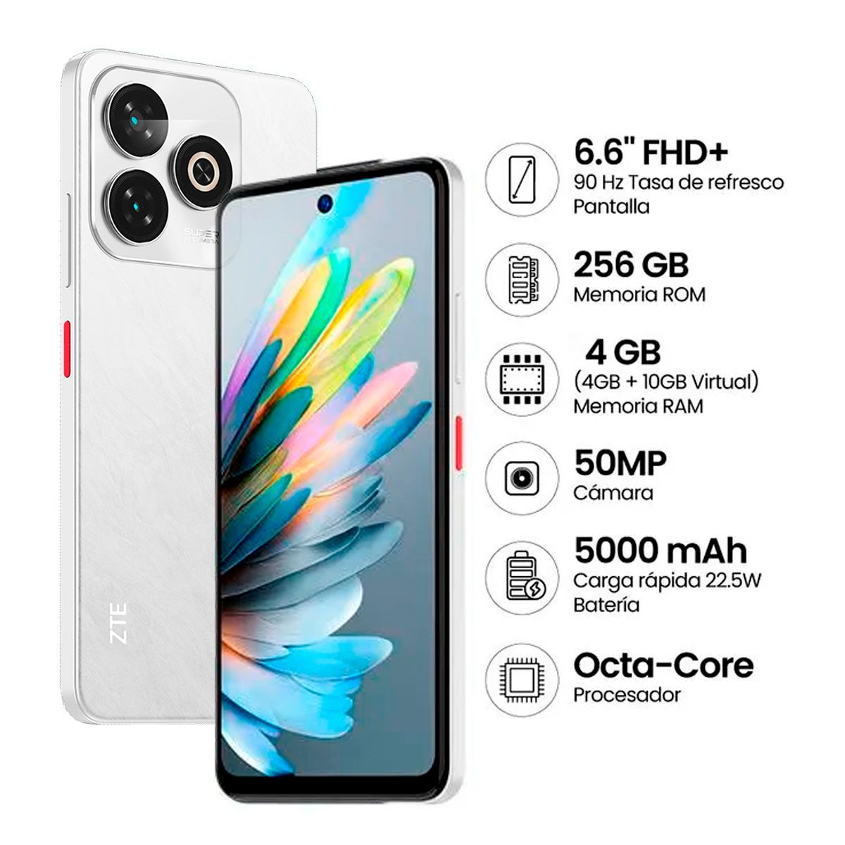 ZTE - Celular ZTE V60 Smart 4GB 256GB BLANCO