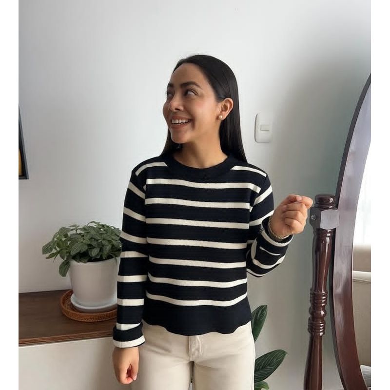 GENERICO - CHOMPA INVIERNO MANGA LARGA RAYAS PARA DAMA