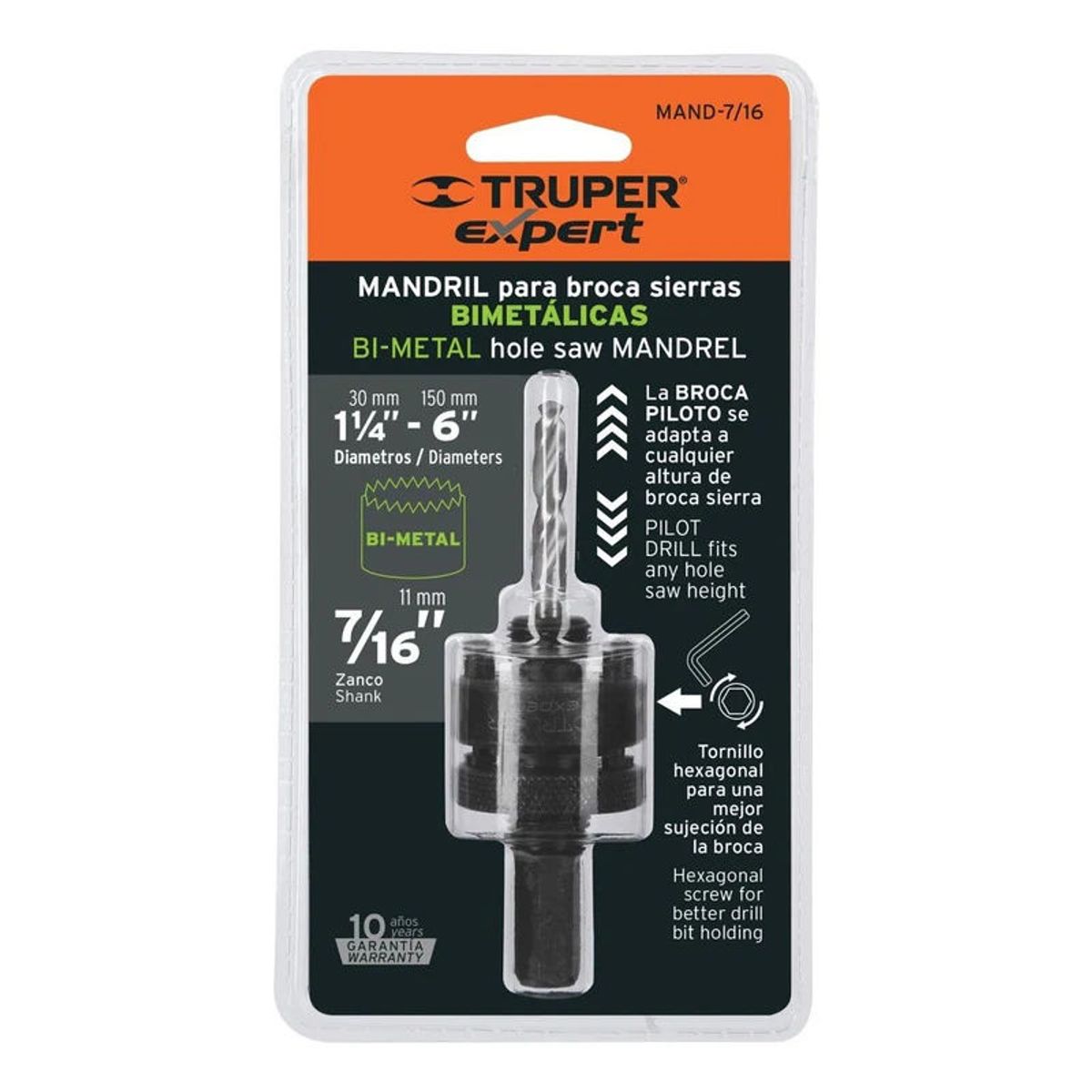 Truper - Mandril Zanco 716  Para Brocasierras Bimetálicas Truper