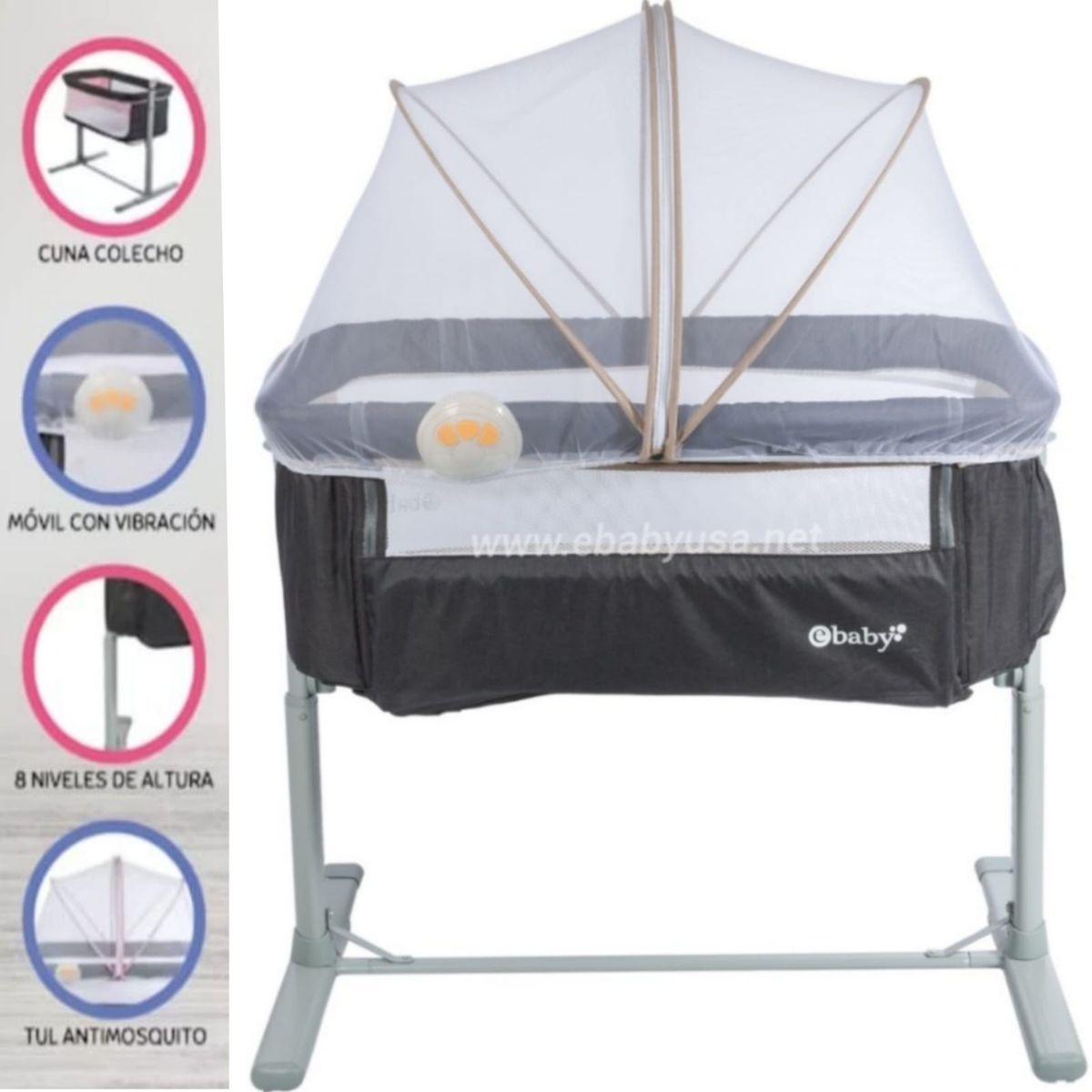 EBABY - Cuna Colecho Ebaby Musical y Vibrador TAMI BEIGE