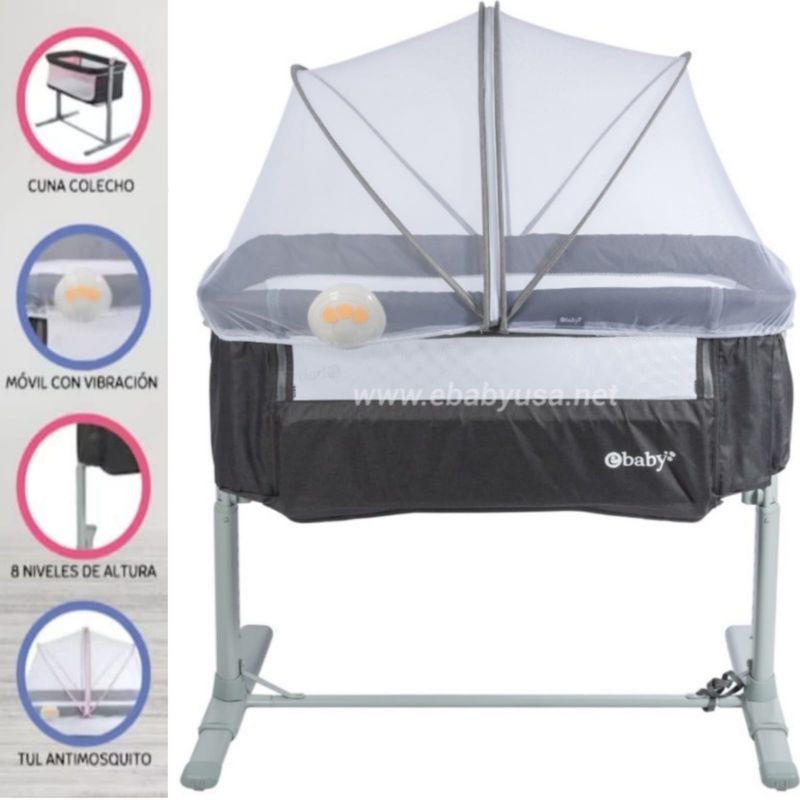 EBABY - Cuna Colecho Ebaby Musical y Vibrador TAMI PLOMO