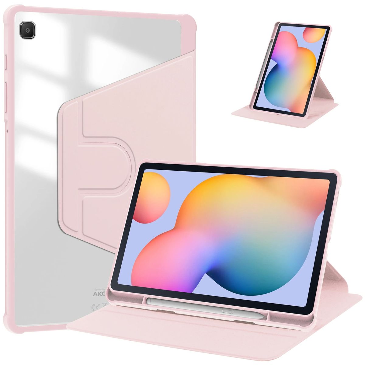 GENERICO - Funda Transparente Giratorio 360° para Samsung S6 LITE 10.4 " - ROSADO