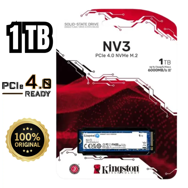 KINGSTON - DISCO SOLIDO SSD M.2 1TB KINGSTON NV3 ALTA VELOCIDAD PCIE 4